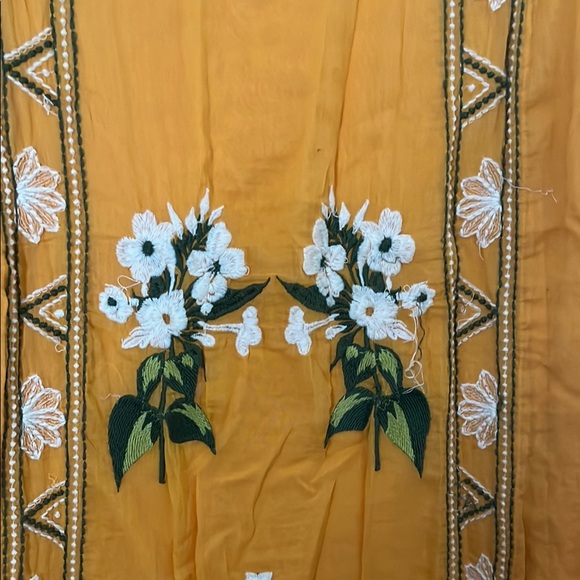 Anthropologie Embroidered Floral Yellow Sleeveless Dress - Picture 4 of 8